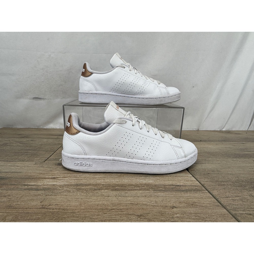 Adidas Advantage White Rose Gold Metallic Bronze Sneakers GW4845 Womens 8.5‎